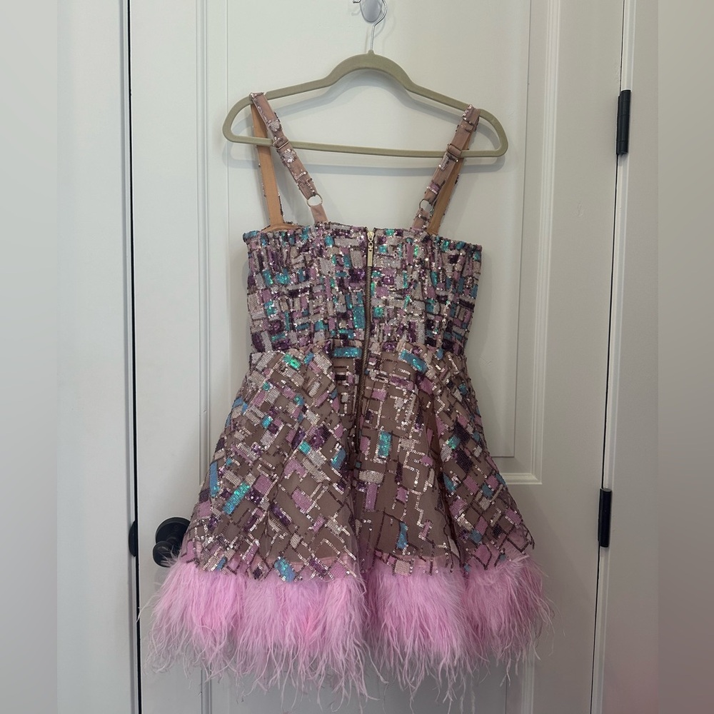Bronx and Banco Mademoiselle Feather Trim Mini Dress - Picture 3 of 8